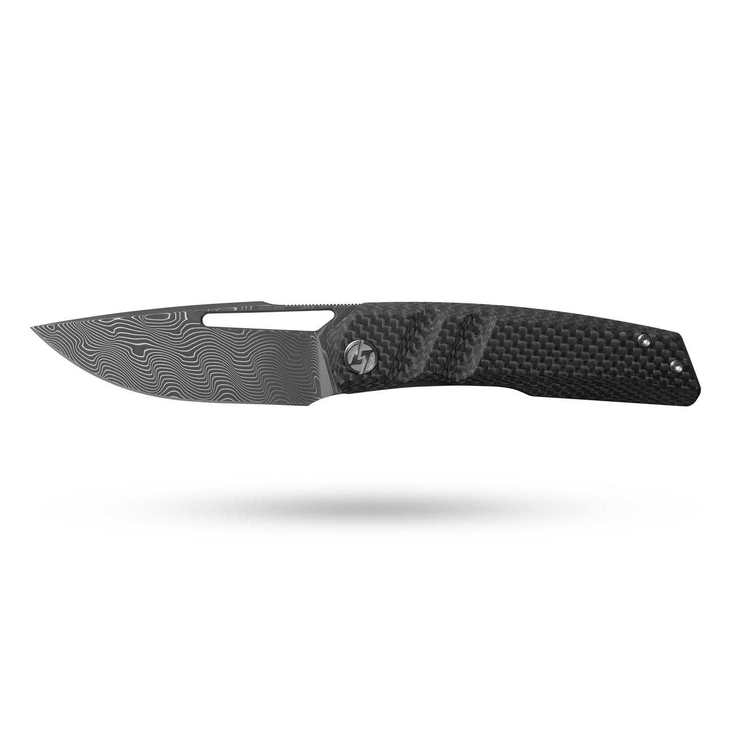 Sworf T077 Damascus Carbon fiber handle Liner Lock slot deployment