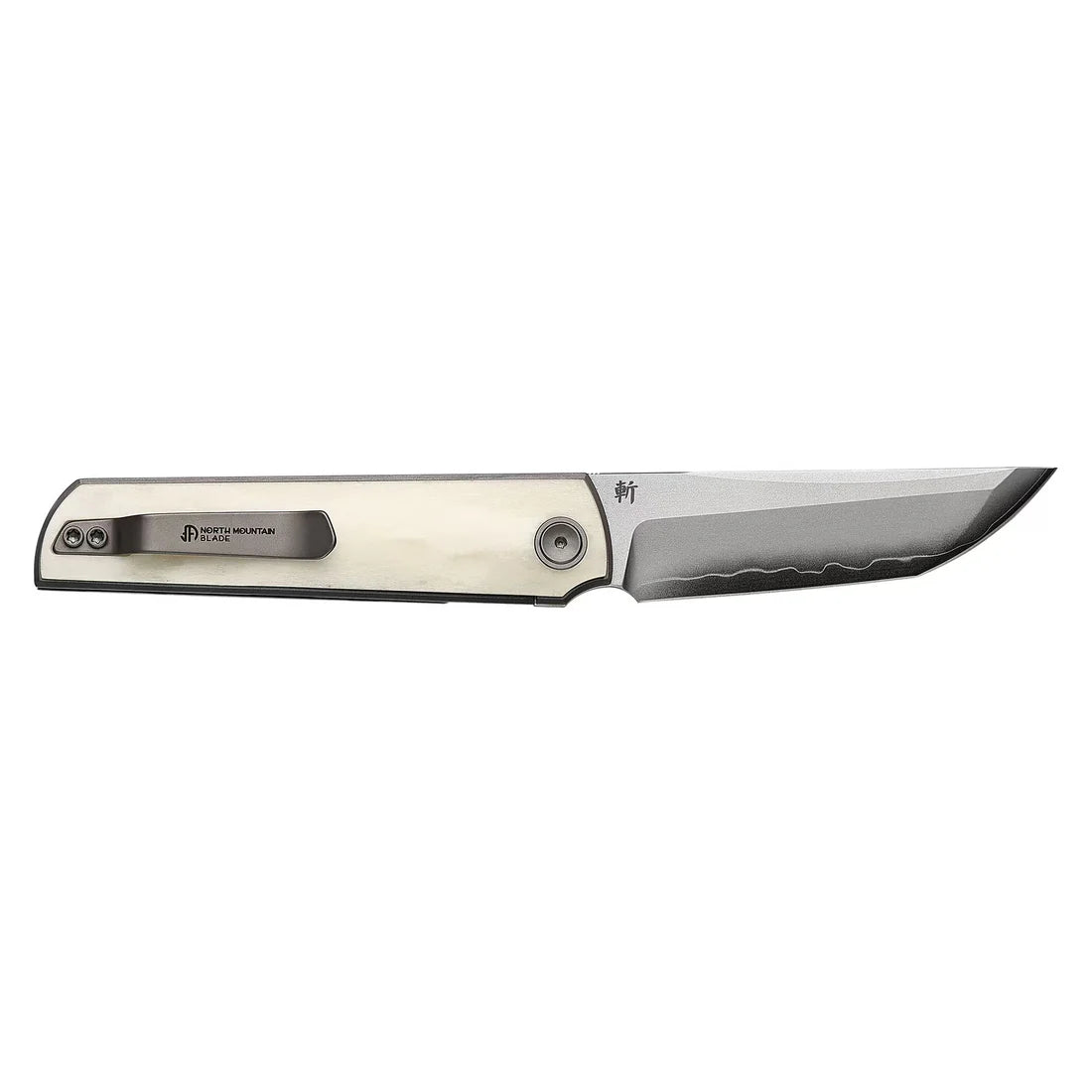 2412-Bone CHOP 4 Front Flipper Folding Knife, Bone Handle, SLD San Mai Steel, Japanese-Style Tanto