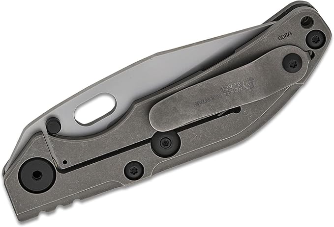 BBNM 2522-Ti Tanto Duane Dwyer Folding Knife 3.62" SLD Satin/Hamon Blade, Gray Titanium Handles (2522-PRGR)
