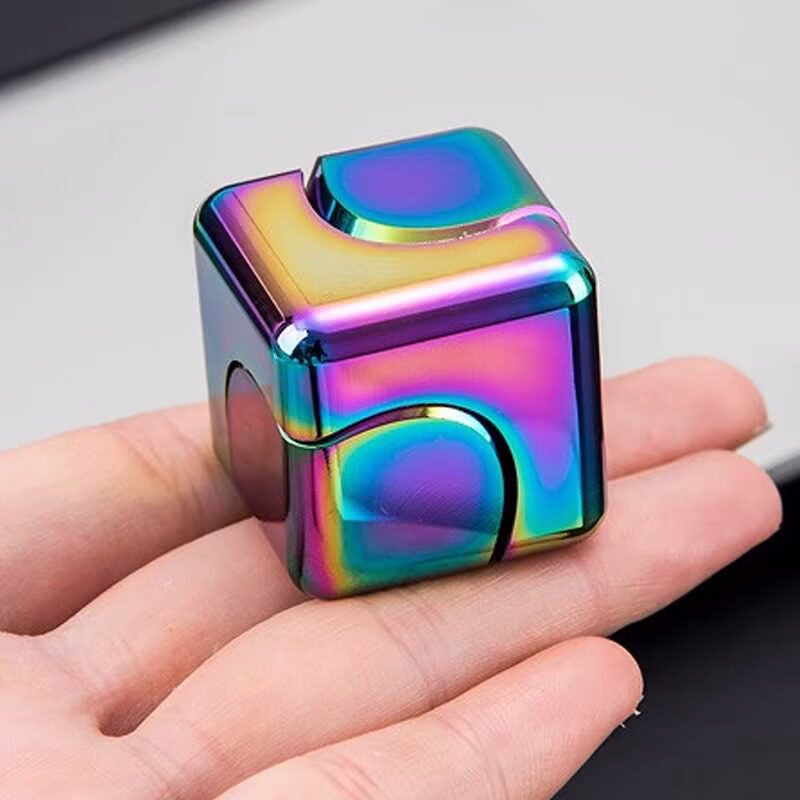 Rotating Cube fidget Spinner, metal colorful square spinner, EDC stress-relieving magic tool, advanced black technology handle