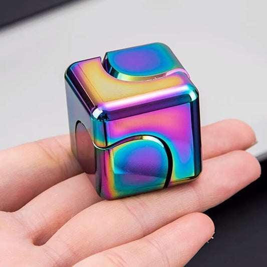 Rotating Cube fidget Spinner, metal colorful square spinner, EDC stress-relieving magic tool, advanced black technology handle
