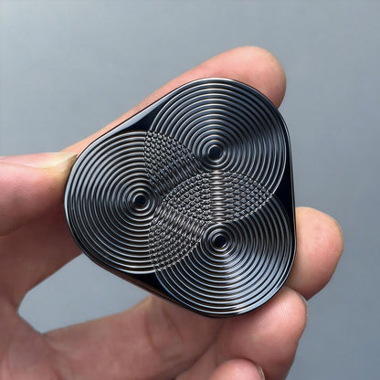 edc Stress-relieving Toy Three-ring card-pushing player Play piece, Papa Coin, adult stress-relieving Black technology fidget Spinner metal