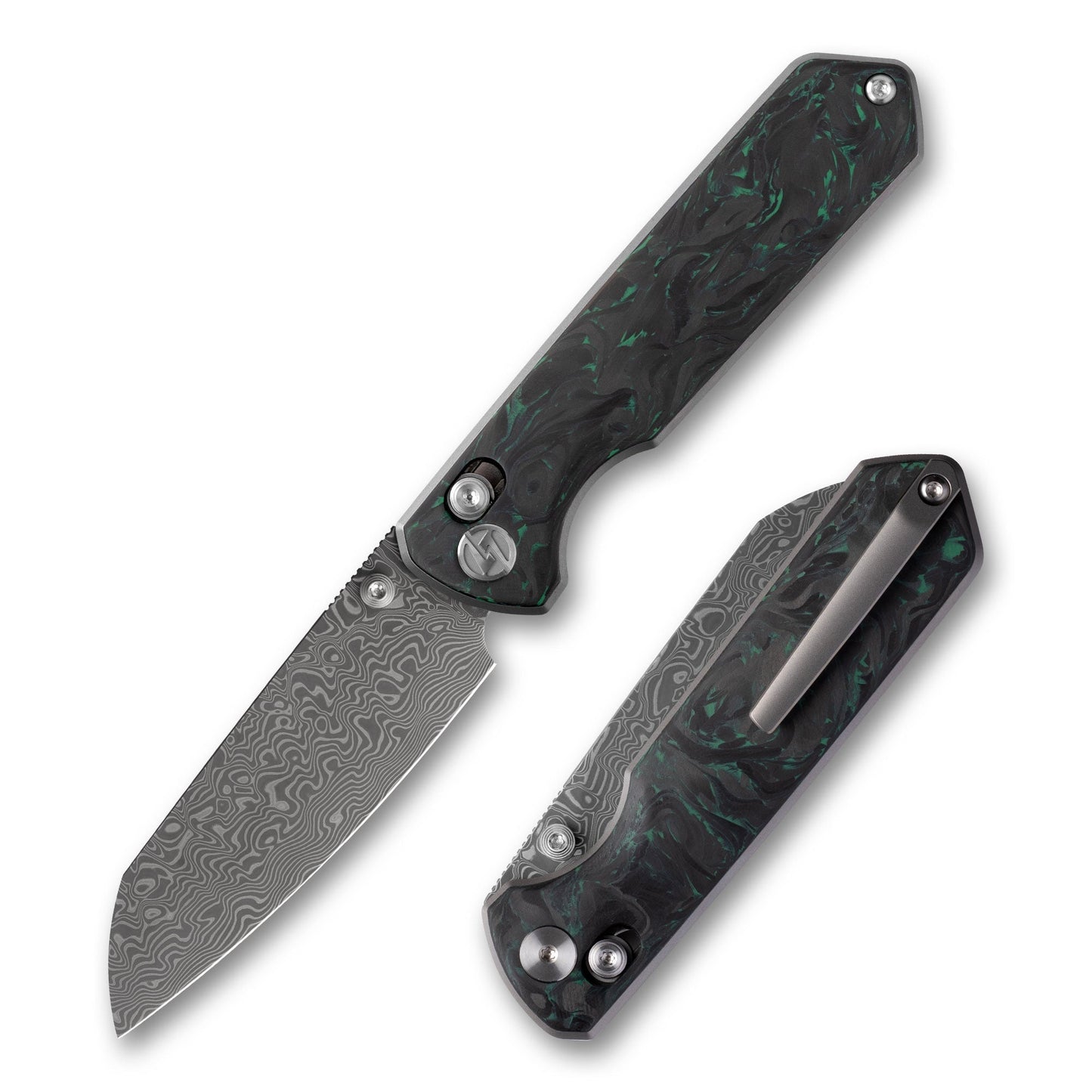 Imperial Penguin M060 Damascus steel cross bar lock thumb stud deployment