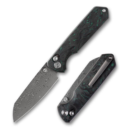 Imperial Penguin M060 Damascus steel cross bar lock thumb stud deployment