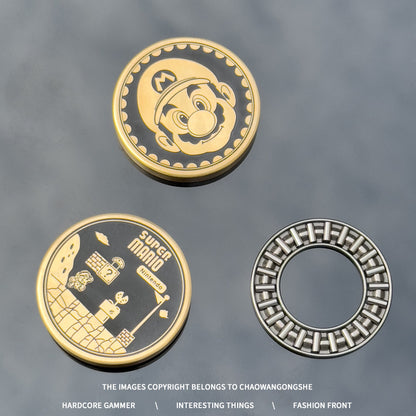 edc stress-relieving toy Papa Coin Brass magnetic Push Card Metal plaything Fingertip gyroscope Rotating Black technology
