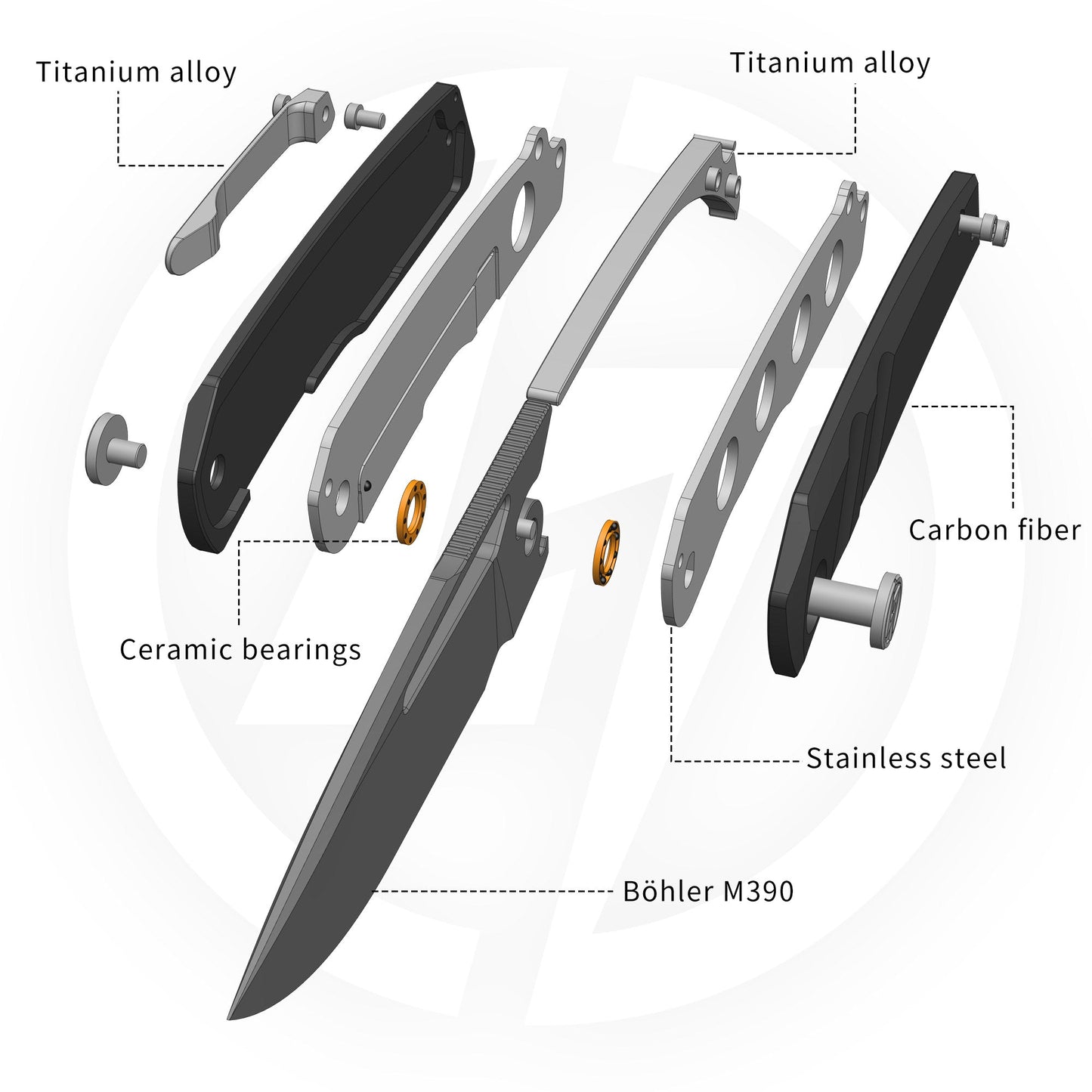 Sworf T077 Damascus Carbon fiber handle Liner Lock slot deployment