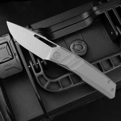 Sworf T077 Damascus Carbon fiber handle Liner Lock slot deployment