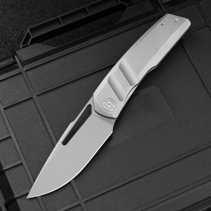 Sworf T077 Damascus Carbon fiber handle Liner Lock slot deployment