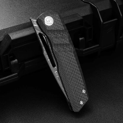 Sworf T077 Damascus Carbon fiber handle Liner Lock slot deployment
