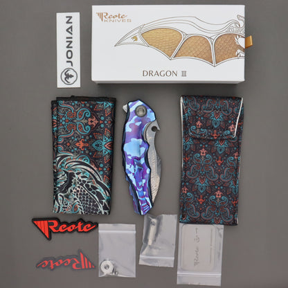Reate Dragon 3 Damascus Blade Timascus Handle