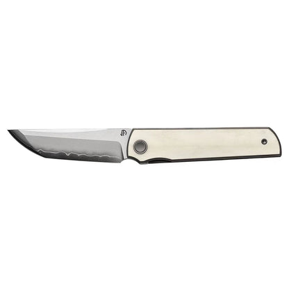 2412-Bone CHOP 4 Front Flipper Folding Knife, Bone Handle, SLD San Mai Steel, Japanese-Style Tanto