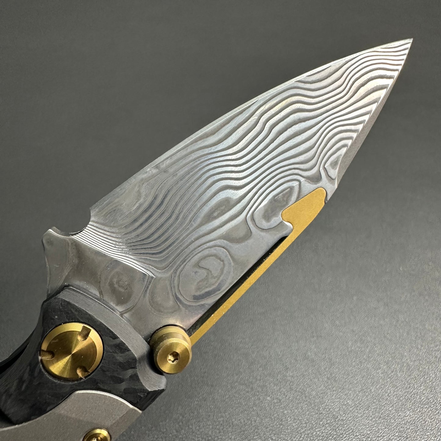 Forever Steel Alkaid carbon fiber and titanium handle Damascus blade steel translate push dagger