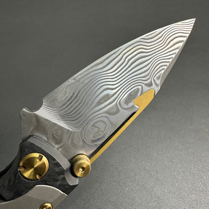 Forever Steel Alkaid carbon fiber and titanium handle Damascus blade steel translate push dagger