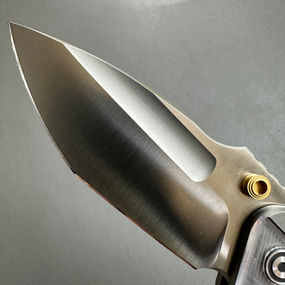 CIVIVI Wellmax Thumb Stud & Button Lock Knife Gray Aluminum Handle With Polished Clear Lexan Inlay (3.6" Satin Finished 14C28N Blade) C24008C-1