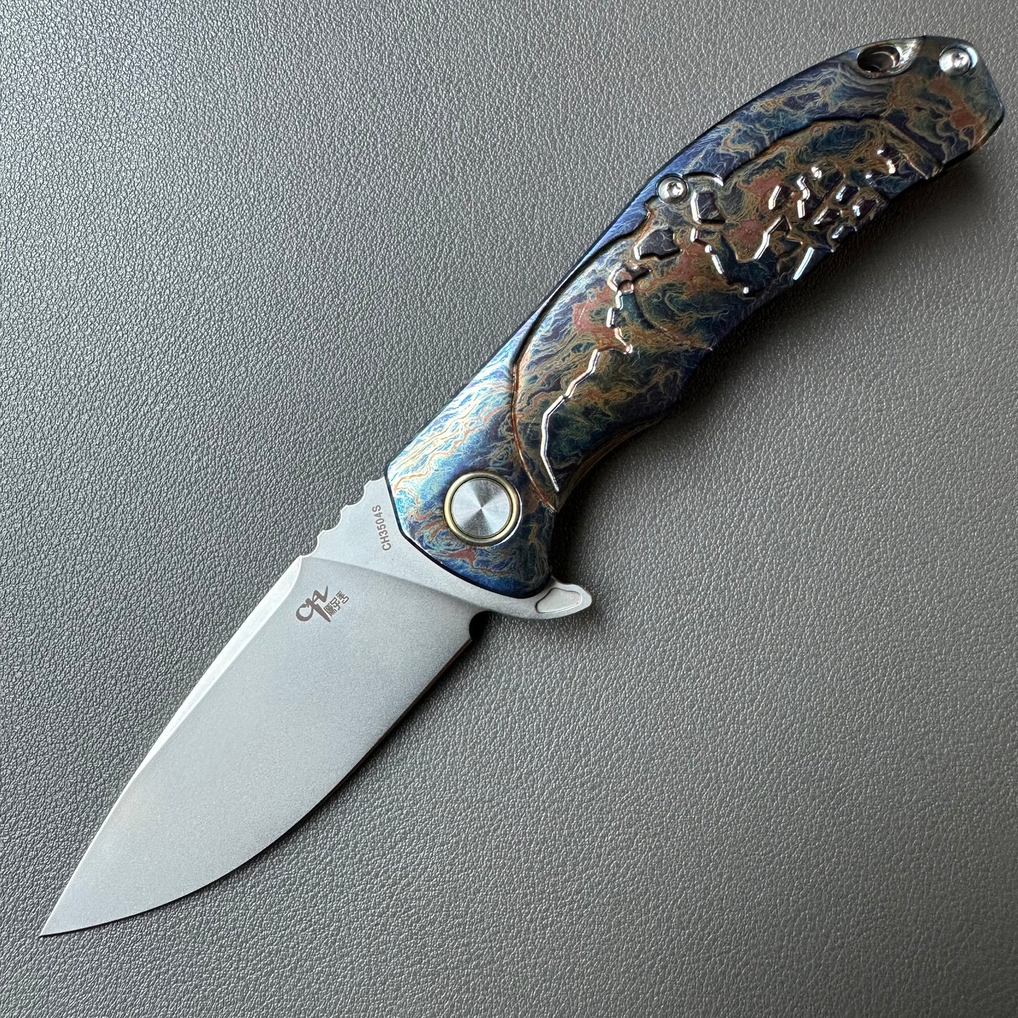 Chen Ziping CH3504s Lightning Strike Timascus — 8/10, knife only.