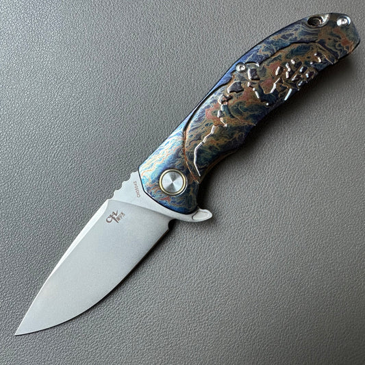 Chen Ziping CH3504s Lightning Strike Timascus — 8/10, knife only.