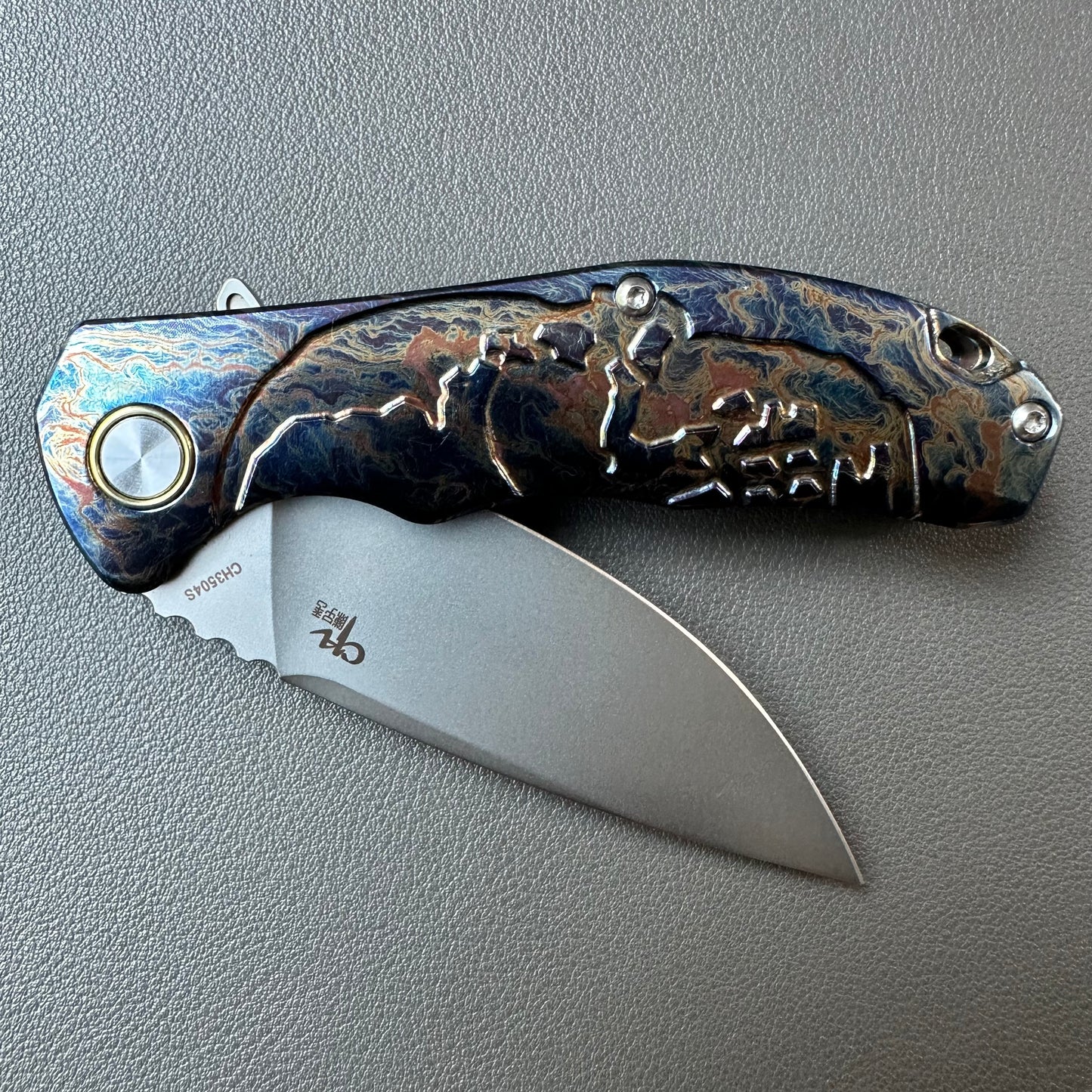 Chen Ziping CH3504s Lightning Strike Timascus — 8/10, knife only.