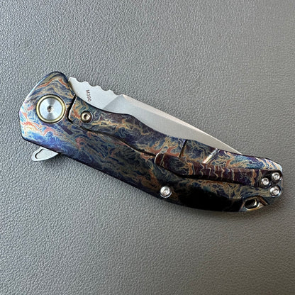 Chen Ziping CH3504s Lightning Strike Timascus — 8/10, knife only.