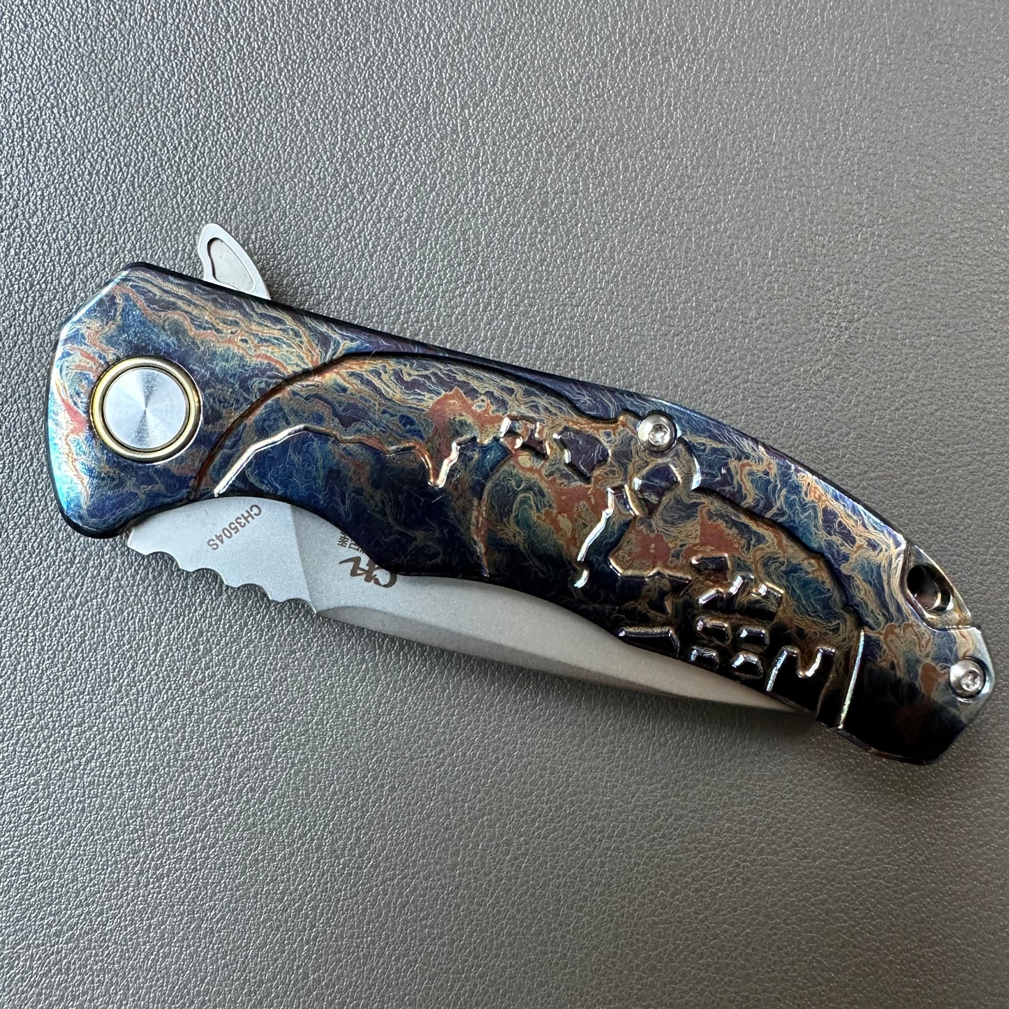 Chen Ziping CH3504s Lightning Strike Timascus — 8/10, knife only.