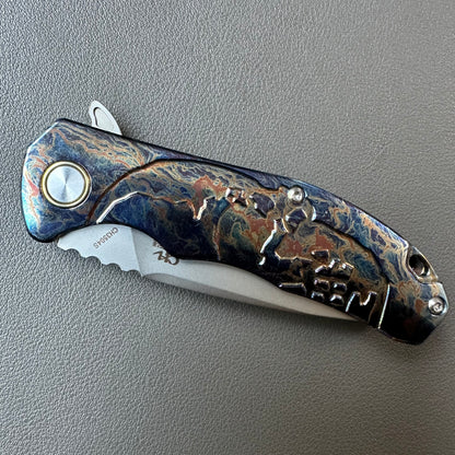 Chen Ziping CH3504s Lightning Strike Timascus — 8/10, knife only.