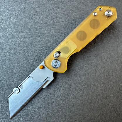 Olitans utility pocket knife cross bar lock Ultem scales