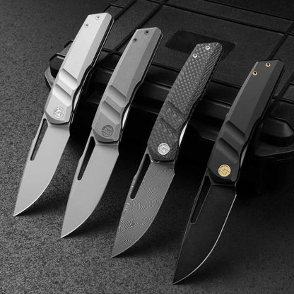 Sworf T077 Damascus Carbon fiber handle Liner Lock slot deployment