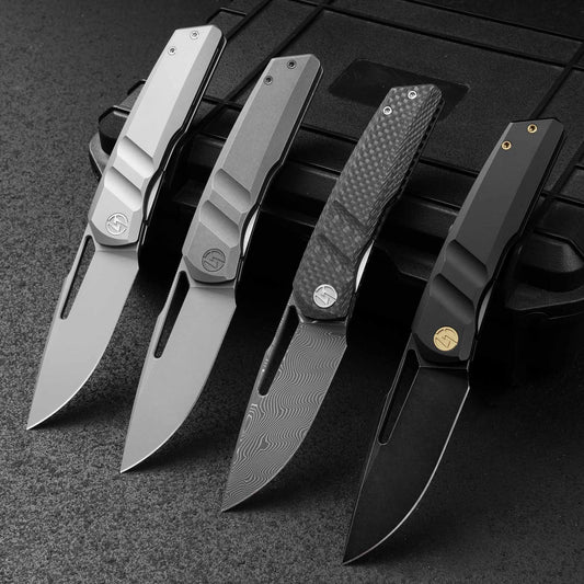 Sworf T077 Damascus Carbon fiber handle Liner Lock slot deployment
