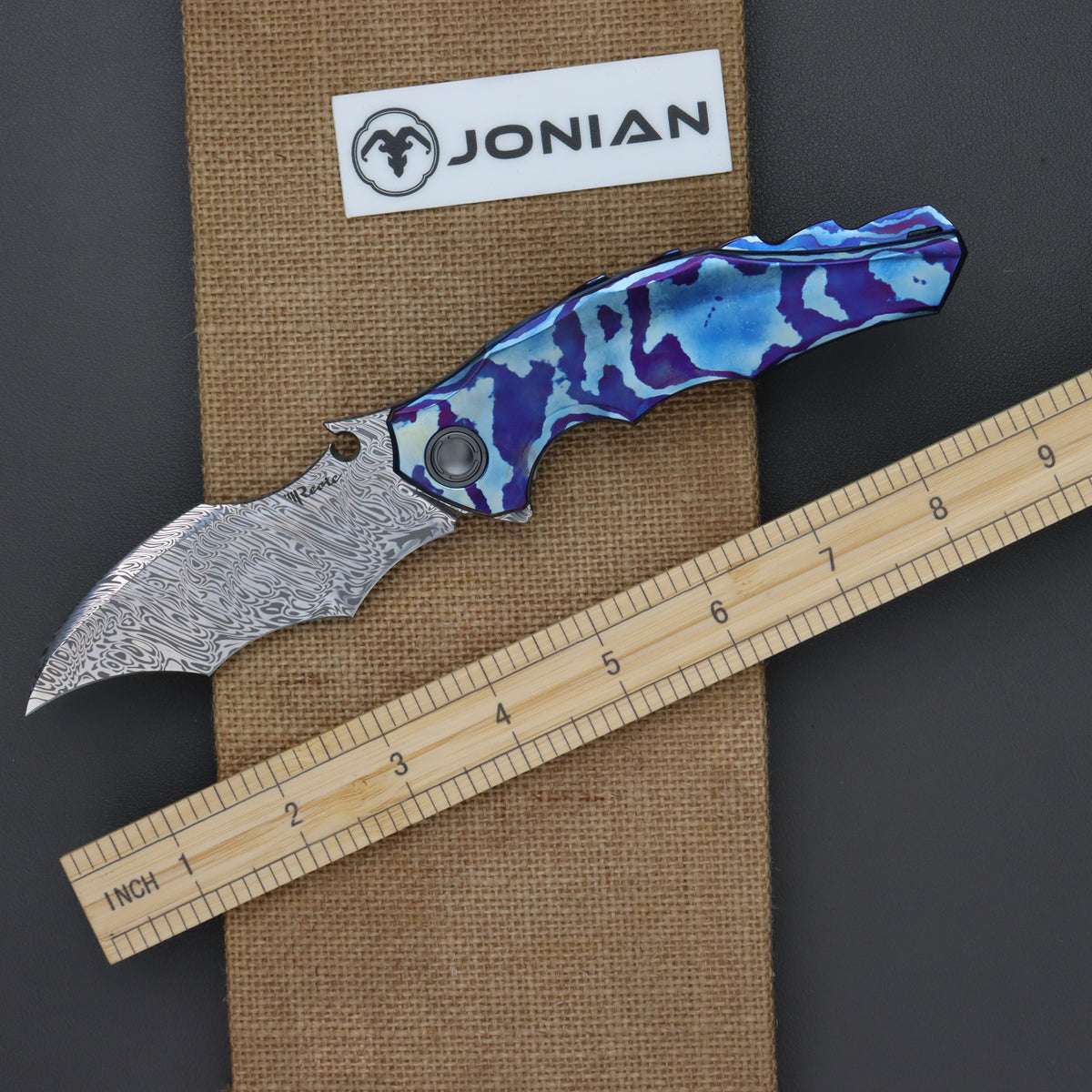 Reate Dragon 3 Damascus Blade Timascus Handle