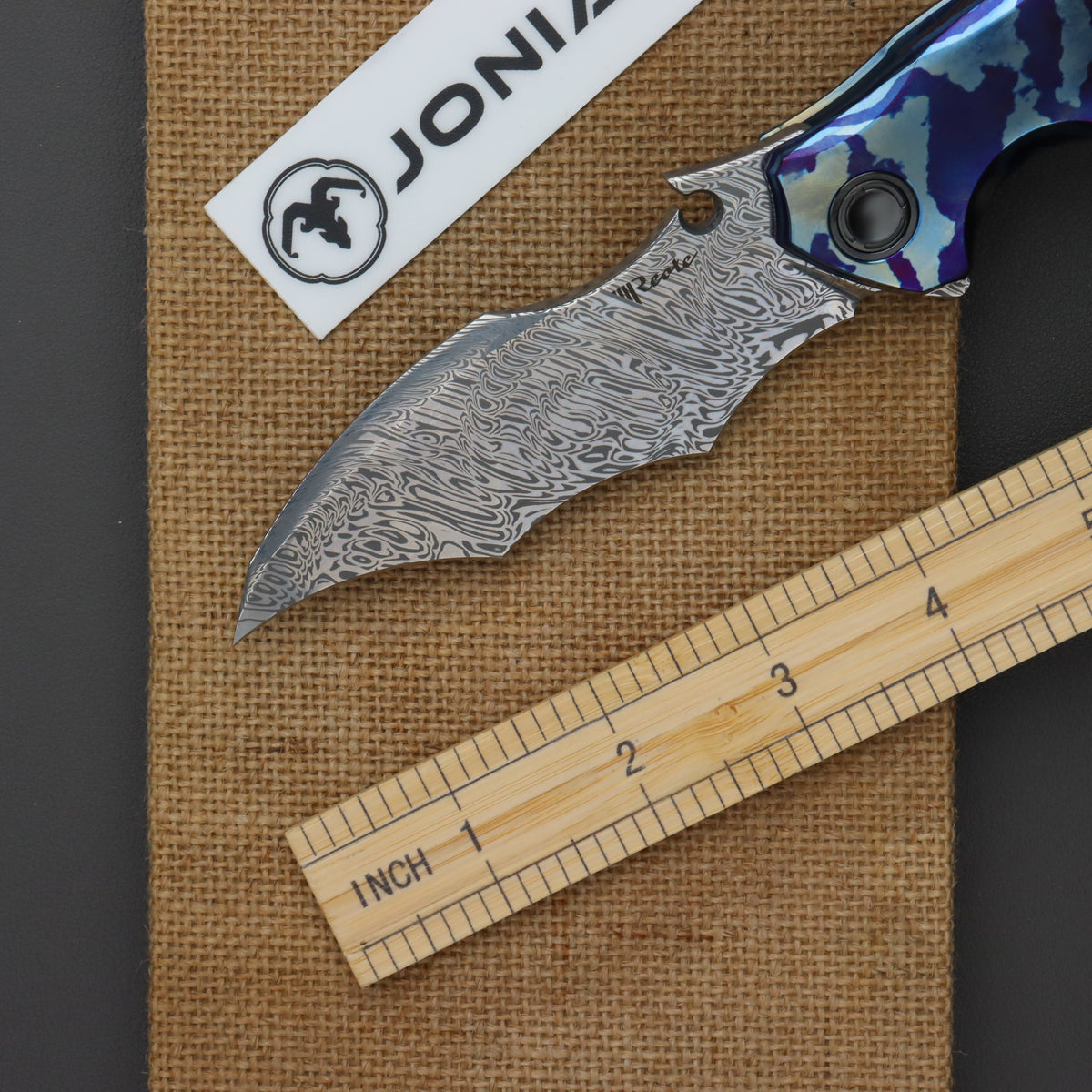 Reate Dragon 3 Damascus Blade Timascus Handle