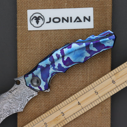 Reate Dragon 3 Damascus Blade Timascus Handle