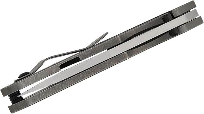 BBNM 2522-Ti Tanto Duane Dwyer Folding Knife 3.62" SLD Satin/Hamon Blade, Gray Titanium Handles (2522-PRGR)