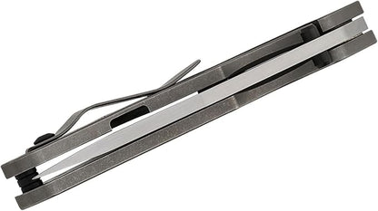 BBNM 2522-Ti Tanto Duane Dwyer Folding Knife 3.62" SLD Satin/Hamon Blade, Gray Titanium Handles (2522-PRGR)