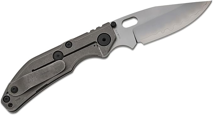 BBNM 2522-Ti Tanto Duane Dwyer Folding Knife 3.62" SLD Satin/Hamon Blade, Gray Titanium Handles (2522-PRGR)