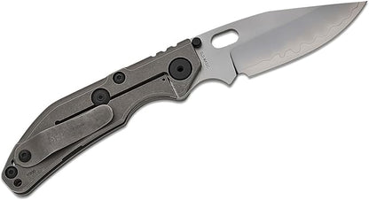 BBNM 2522-Ti Tanto Duane Dwyer Folding Knife 3.62" SLD Satin/Hamon Blade, Gray Titanium Handles (2522-PRGR)