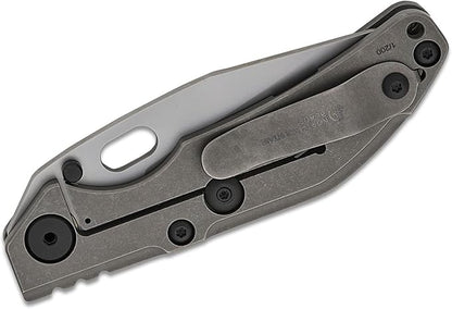 BBNM 2522-Ti Tanto Duane Dwyer Folding Knife 3.62" SLD Satin/Hamon Blade, Gray Titanium Handles (2522-PRGR)