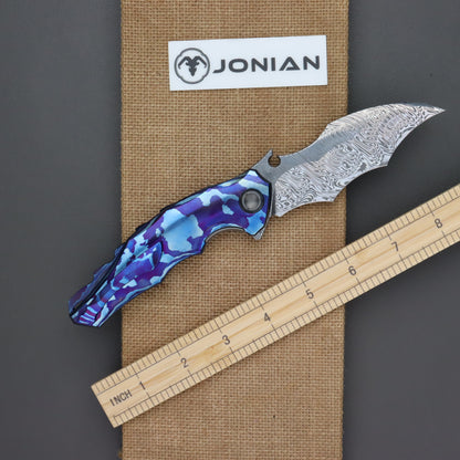 Reate Dragon 3 Damascus Blade Timascus Handle