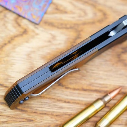 CHOP2 Folding Pocket Tool, 3.35in Tanto Style Edge, SLD Triple-Layer Steel Blade, CNC Aluminum Handle with Carbon Fiber Inlay, EDC Outdoor Utility Knife (2407 GRCF 5)