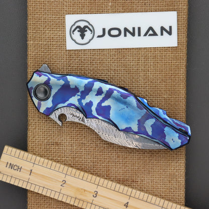 Reate Dragon 3 Damascus Blade Timascus Handle