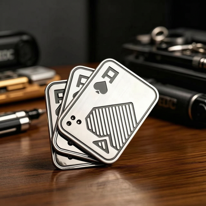 All-metal side-pushing ghost cards, old K and old A three-layer stress-relieving card pushing EDC stress-relieving toy, a black technology magic tool