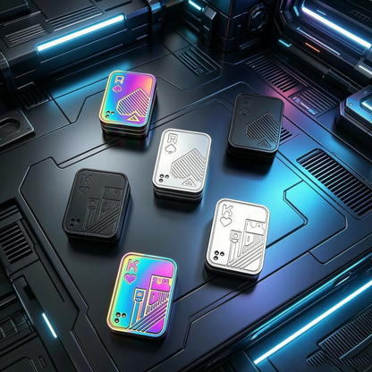 All-metal side-pushing ghost cards, old K and old A three-layer stress-relieving card pushing EDC stress-relieving toy, a black technology magic tool