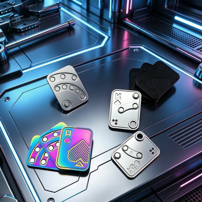 All-metal side-pushing ghost cards, old K and old A three-layer stress-relieving card pushing EDC stress-relieving toy, a black technology magic tool