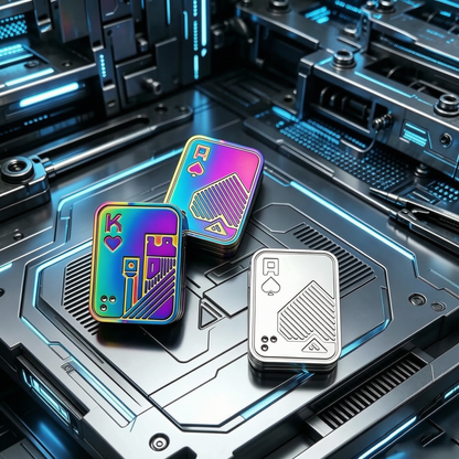 All-metal side-pushing ghost cards, old K and old A three-layer stress-relieving card pushing EDC stress-relieving toy, a black technology magic tool