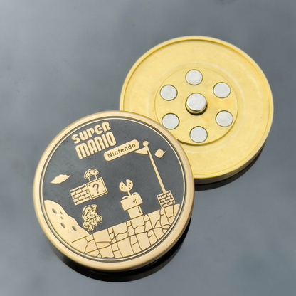 edc stress-relieving toy Papa Coin Brass magnetic Push Card Metal plaything Fingertip gyroscope Rotating Black technology