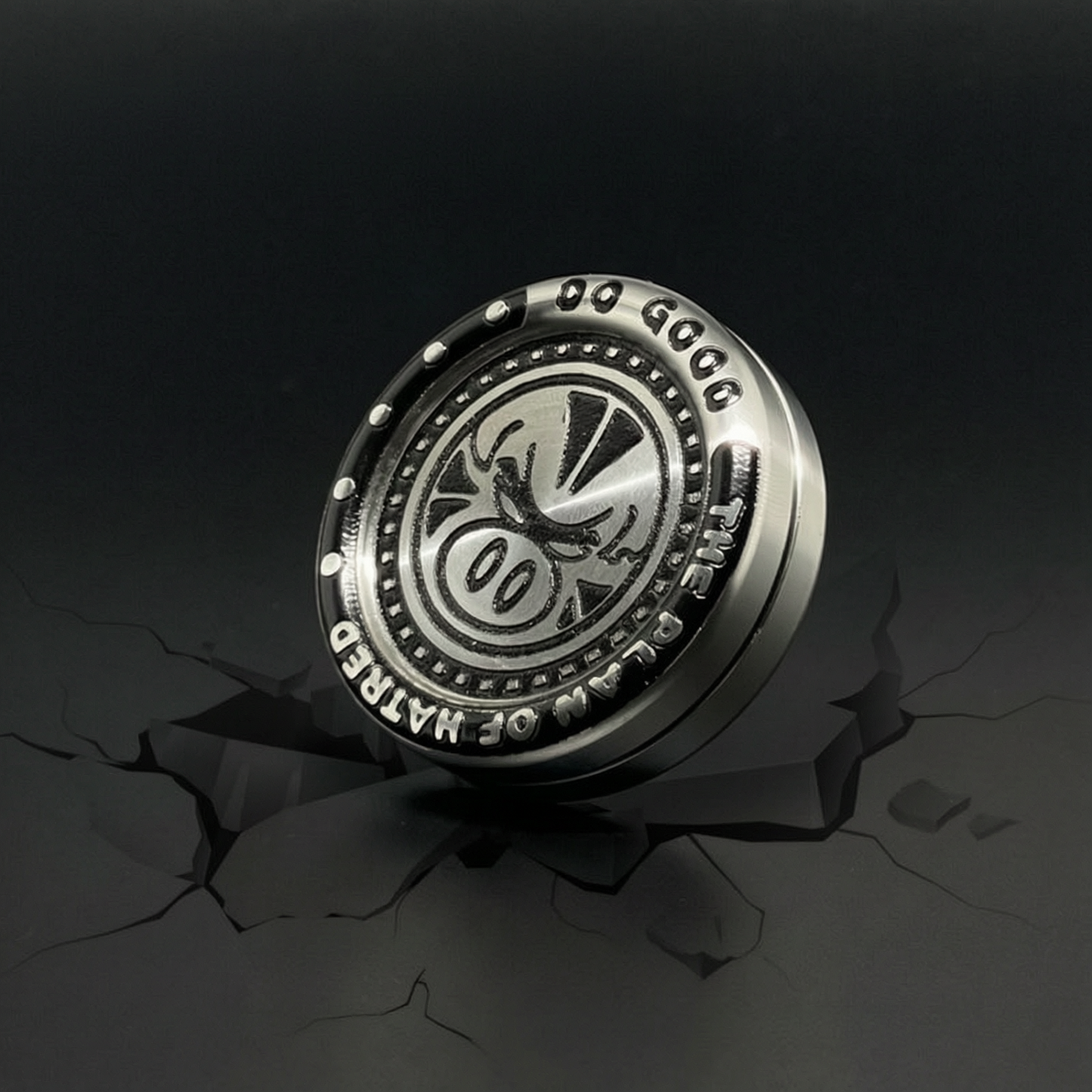 Metal edc toy, stainless steel poppa coin hand play piece, fingertip gyroscope, stress-relieving black technology card-pushing tool
