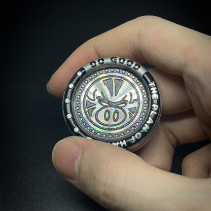 Metal edc toy, stainless steel poppa coin hand play piece, fingertip gyroscope, stress-relieving black technology card-pushing tool