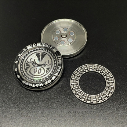 Metal edc toy, stainless steel poppa coin hand play piece, fingertip gyroscope, stress-relieving black technology card-pushing tool