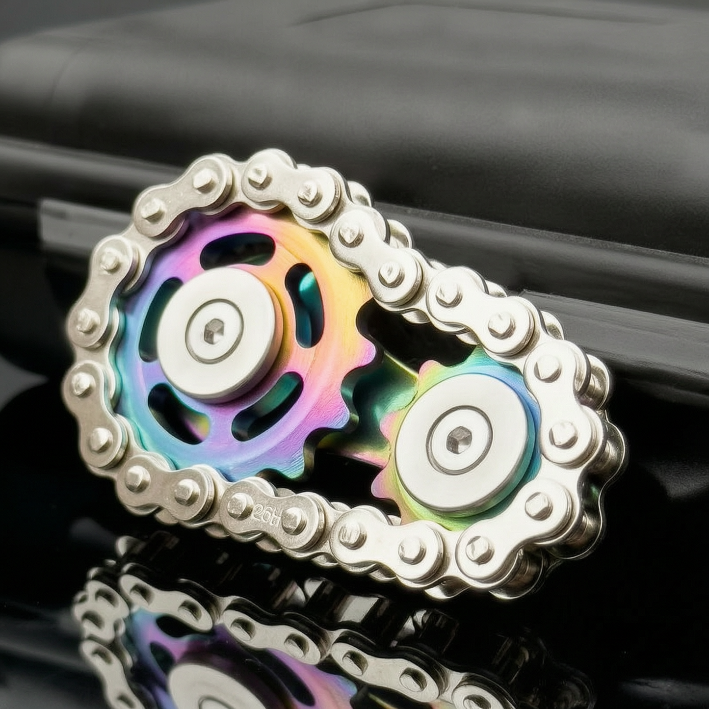 edc stress-relieving toy stainless steel chain gear linkage fingertip gyroscope mechanical hand play piece, a magic tool for adults