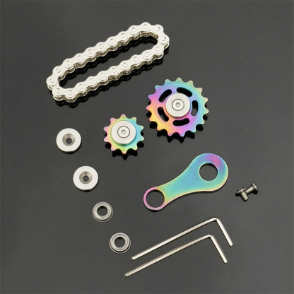edc stress-relieving toy stainless steel chain gear linkage fingertip gyroscope mechanical hand play piece, a magic tool for adults
